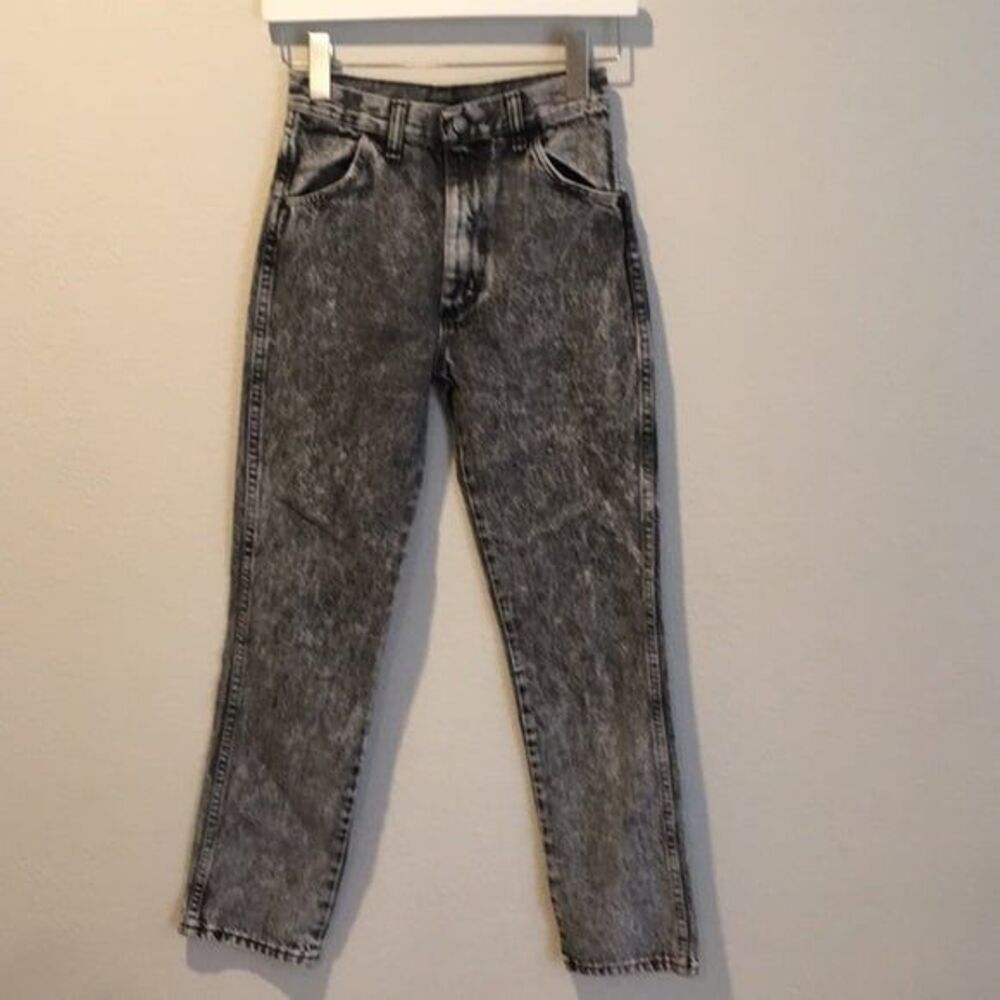 Vintage Rustler Jeans Black Acid Wash Size 16 Slim Retro